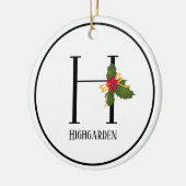 ホリデーホリーモノグラムレターパーソナライズされたH セラミックオーナメント (左)