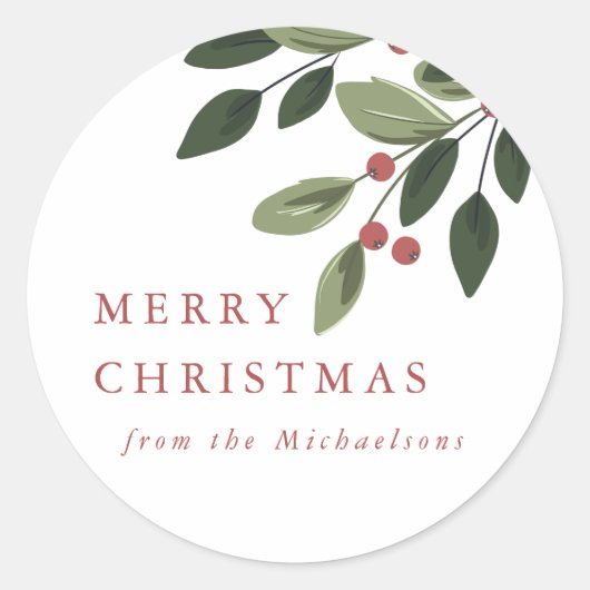 ホリデーホリーラウンドステッカー ラウンドシール (正面)