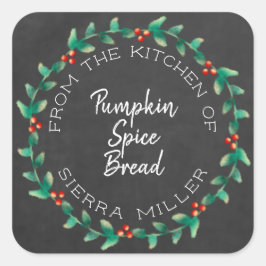 ホリデーホリーリースシャルボードキッチントリート スクエアシール