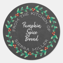 ホリデーホリーリースシャルボードキッチントリート ラウンドシール