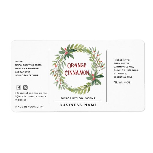 ホリデーホリーリースシンプル製品ラベル ラベル (正面)