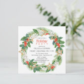 ホリデーホリーリース企業のクリスマスパーティー 招待状 (スタンド正面)