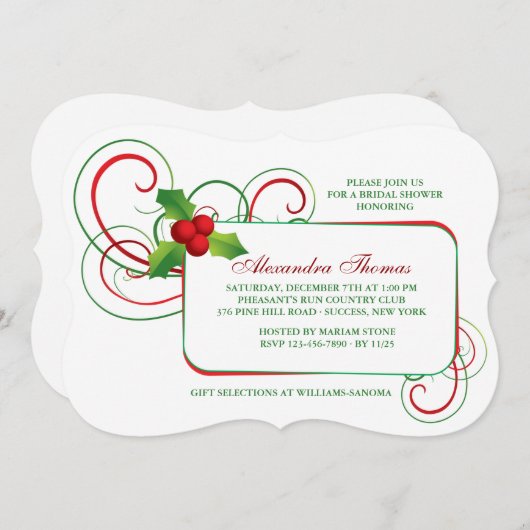 ホリデーホリー招待状 招待状 (正面/裏面)