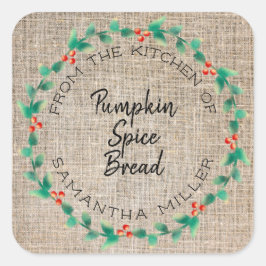 ホリデーホリー素朴リースキッチントリートギフト スクエアシール