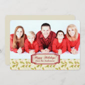 ホリデーホリー縁どテンプレートクリスマス シーズンカード (正面/裏面)