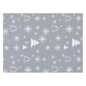 ホリデーホワイトスノーフレークスクリスマスツリーズモダン テーブルクロス (正面(横))