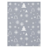 ホリデーホワイトスノーフレークスクリスマスツリーズモダン テーブルクロス (正面)