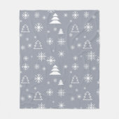 ホリデーホワイトスノーフレークスクリスマスツリーズモダン フリースブランケット (正面)