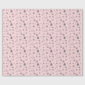 ホリデーホワイトスノーフレークスクリスマスツリーズモダン ラッピングペーパー (フラット)