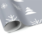 ホリデーホワイトスノーフレークスクリスマスツリーズモダン ラッピングペーパー (ロールコーナー)