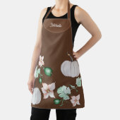 ホリデーホワイトパンプキンウォーターカラーアートパターン エプロン (インサイチュ)