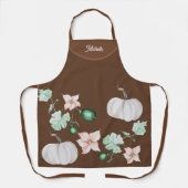 ホリデーホワイトパンプキンウォーターカラーアートパターン エプロン (正面)