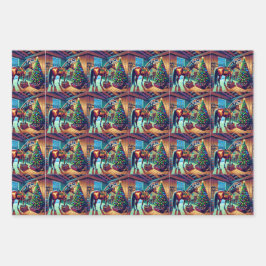 ホリデーホースおもしろいクリスマス ラッピングペーパーシート