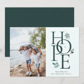 ホリデーホープモダンボタニカルベリーフォトグリーン シーズンカード (正面/裏面)