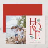 ホリデーホープモダンボタニカルベリーフォトレッド シーズンカード (正面/裏面)