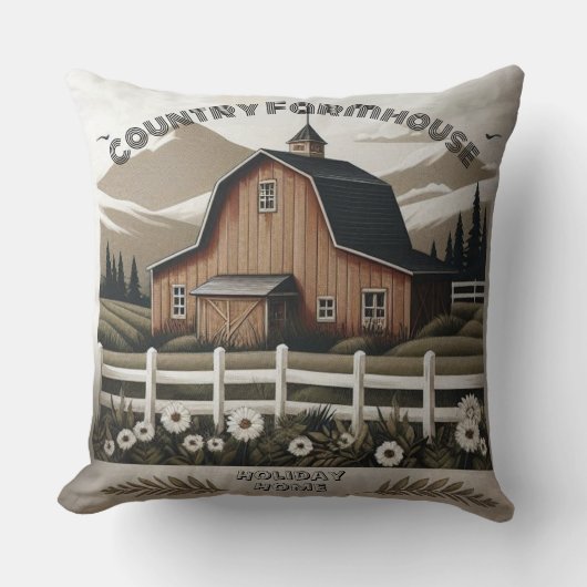 ホリデーホームカントリー素朴ファームハウスミニマリスト クッション (正面)