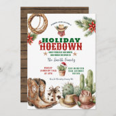 ホリデーホームダウンカウボーイをテーマにしたホリデーパーティー招待状 招待状 (正面/裏面)