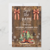 ホリデーホームダウン日付を保存する,クリスマスウェスタン 招待状 (正面)