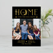 ホリデーホームフォイルホリデーカード編集可能カラー 箔招待状 (立ち正面)