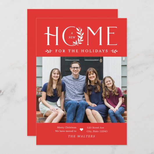 ホリデーホームムービングアナウンスメントクリスマスカード シーズンカード (正面/裏面)