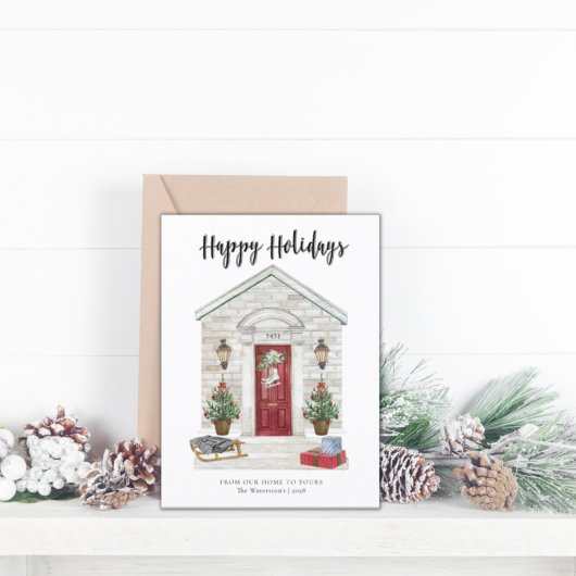 ホリデーホームメリークリスマスカスタム住所 シーズンポストカード