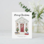 ホリデーホームメリークリスマスカスタム住所 シーズンポストカード (スタンド正面)