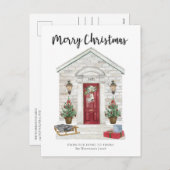 ホリデーホームメリークリスマスカスタム住所 シーズンポストカード (正面/裏面)