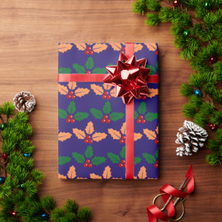ホリデーホーリーベリーラップ: クリスマスの華やかさ  ラッピングペーパー