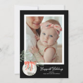 ホリデーボウとオーナメントフォトホリデーカード シーズンカード (正面)