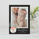 ホリデーボウとオーナメントフォトホリデーカード シーズンカード (スタンド正面)