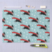 ホリデーボストンテリアと雪の結晶クリスマス 薄葉紙 (クラフト)