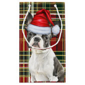 ホリデーボストンテリアードッグフェスティバルプレイドクリスマス スモールペーパーバッグ (裏面)