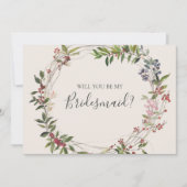 ホリデーボタニカルアイボリーブライデスメイド提案カード 招待状 (正面)