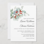ホリデーボタニカルグリーナリーアンドベリー結婚ズ 招待状 (正面)