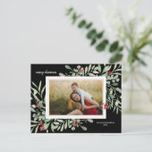 ホリデーボタニカルファミリーフォトブラエレガントック ポストカード (スタンド正面)