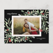 ホリデーボタニカルファミリーフォトブラエレガントック ポストカード (正面)