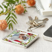 ホリデーボタニカルフォトと名前キーチェーン キーホルダー (側面)