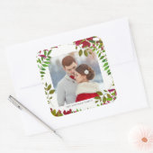 ホリデーボタニカルフォトクリスマスステッカー スクエアシール (封筒)