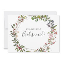 ホリデーボタニカルホワイト花嫁プロポーザルのカード