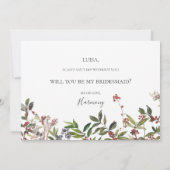 ホリデーボタニカルホワイト花嫁プロポーザルのカード 招待状 (裏面)