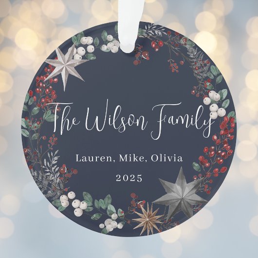 ホリデーボタニカルリースファミリークリスマスフォト オーナメント