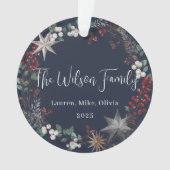 ホリデーボタニカルリースファミリークリスマスフォト オーナメント (正面)