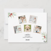 ホリデーボタニカルレッドベリーファミリーフォトコラージュ シーズンカード (裏面)