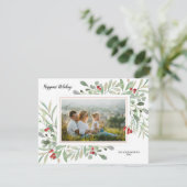 ホリデーボタニカルレッドベリーファミリーフォトコラージュ シーズンカード (スタンド正面)