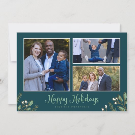 ホリデーボタニカル数々のフォトクリスマスカード シーズンカード (正面)