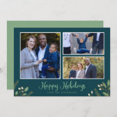 ホリデーボタニカル数々のフォトクリスマスカード シーズンカード (正面/裏面)