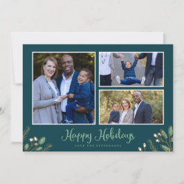 ホリデーボタニカル数々のフォトクリスマスカード シーズンカード