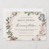 ホリデーボタニカル |アイボリー水平ブライダルシャワー 招待状 (正面)
