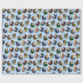 ホリデーボックスに飾る可愛いクリスマスの子猫 ラッピングペーパー (フラット)