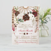 ホリデーボホードリームキャッチャー ラスティックベイビーシャワー 招待状 (スタンド正面)